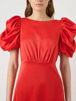 Y.A.S Naisten Mekko Yaspella 2/4 Long Dress S. Fiery Red, satiini