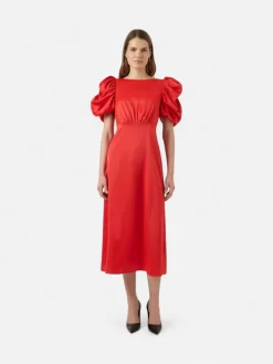 Y.A.S Naisten Mekko Yaspella 2/4 Long Dress S. Fiery Red, satiini