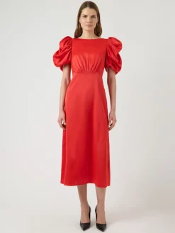 Y.A.S Naisten Mekko Yaspella 2/4 Long Dress S. Fiery Red, satiini