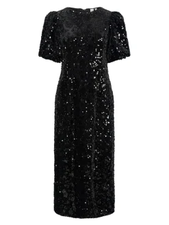 Y.A.S naisten mekko YASSOFIE 2/4 SEQUIN MIDI DRESS, musta