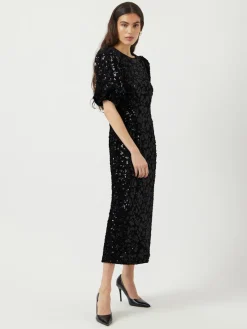 Y.A.S naisten mekko YASSOFIE 2/4 SEQUIN MIDI DRESS, musta