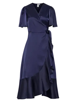Y.A.S Naisten Mekko, YASTHEA 2/4 MIDI WRAP DRESS Evening Blue