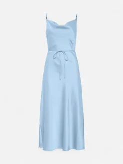 Y.A.S Naisten Mekko, YASTHEA STRAP LONG DRESS Vaaleansininen