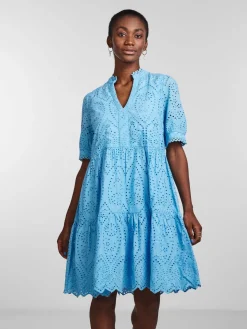 Y.A.S Naisten Minimekko YASHOLI SS DRESS Vaaleansininen