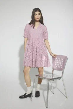 Y.A.S Naisten Minimekko YASHOLI SS DRESS Vaaleanpunainen