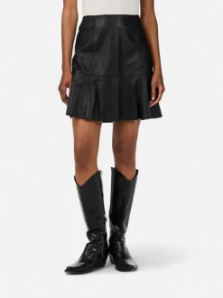 Y.A.S naisten nahkahame, YASCOLLY MW NAPLON LEATHER SKIRT Black