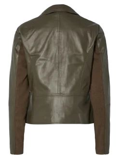 Y.A.S naisten nahkatakki, YASSOPHIE LEATHER JACKET Dark Olive