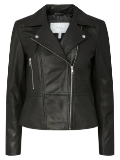 Y.A.S naisten nahkatakki, YASSOPHIE LEATHER JACKET Black