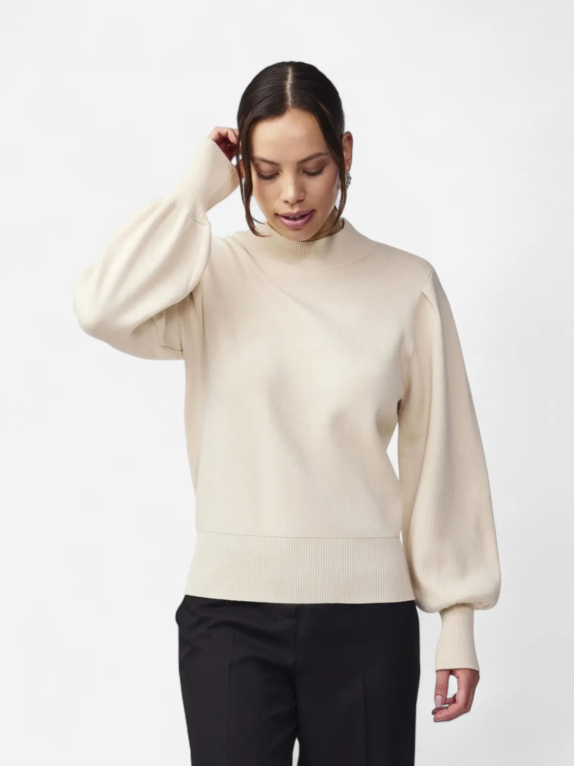 Y.A.S Naisten Neulepusero, YASFONNY LS KNIT PULLOVER S. NOOS Luonnonvalkoinen