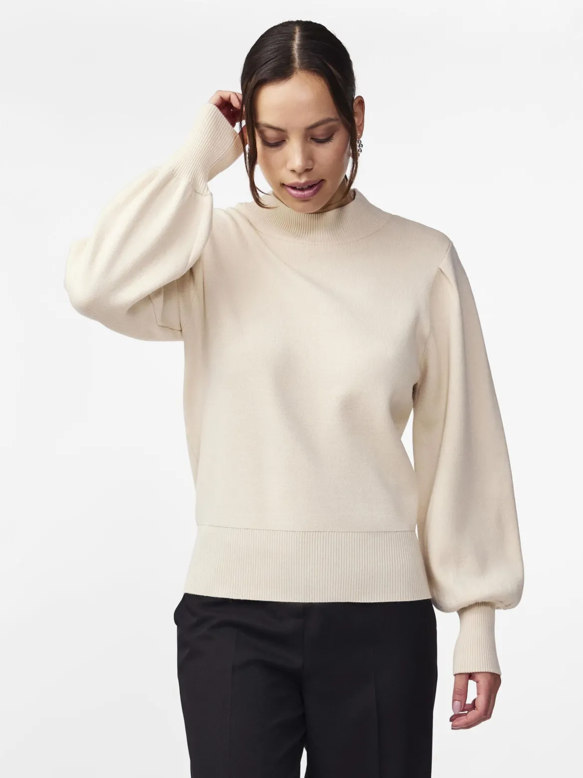 Y.A.S Naisten Neulepusero, YASFONNY LS KNIT PULLOVER S. NOOS Luonnonvalkoinen