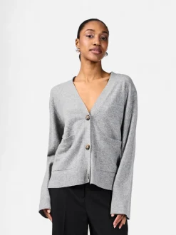 Y.A.S Naisten Neuletakki, YASEMILIE LS CARDIGAN KNIT S. NOOS Grafiitti