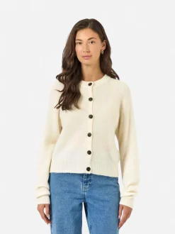 Y.A.S naisten neuletakki YASJOHI Wool Blend Knitted Cardigan, Pristine