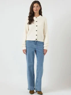 Y.A.S naisten neuletakki YASJOHI Wool Blend Knitted Cardigan, Pristine