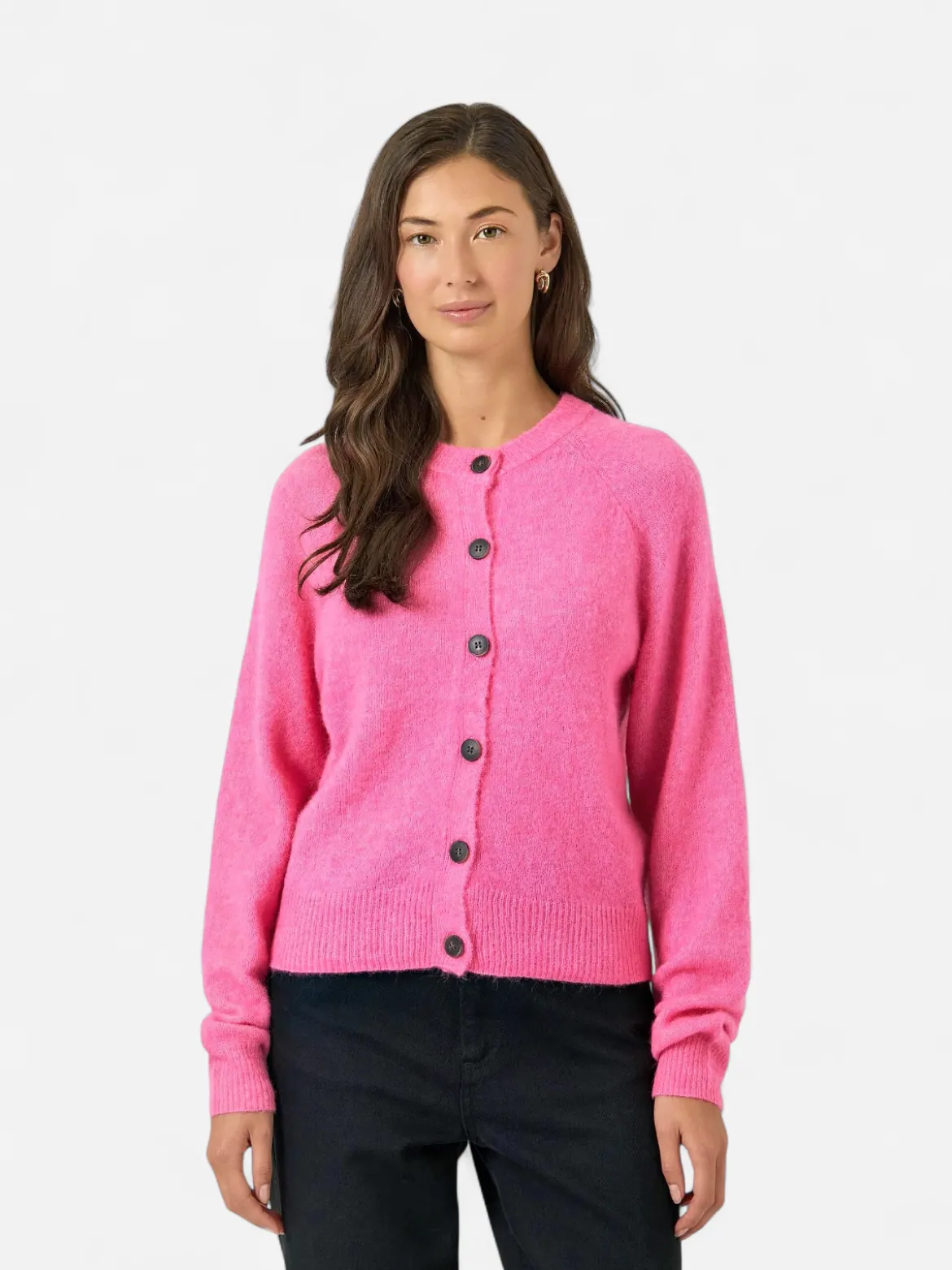 Y.A.S naisten neuletakki YASJOHI Wool Blend Knitted Cardigan, Begonia Pink