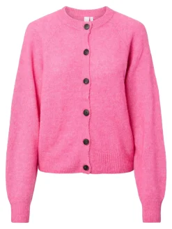 Y.A.S naisten neuletakki YASJOHI Wool Blend Knitted Cardigan, Begonia Pink