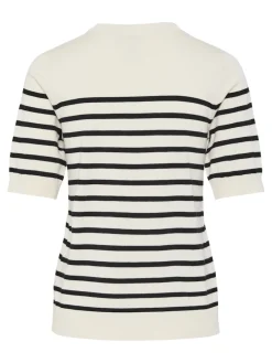 Y.A.S naisten neule, YASLENA SS KNIT PULLOVER S. Raidallinen Valkoinen