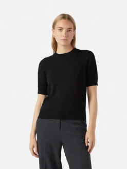 Y.A.S naisten neule, YASLENA SS KNIT PULLOVER S. Black