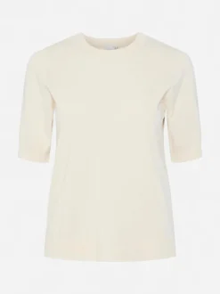 Y.A.S naisten neule, YASLENA SS KNIT PULLOVER S. Luonnonvalkoinen