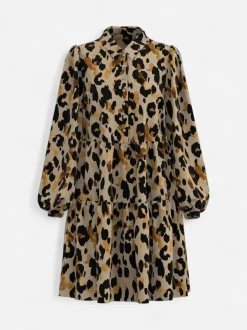 Y.A.S Naisten PaitaMekko, YASALIRA LS SHIRT DRESS NOOS Ruskea Kuosi