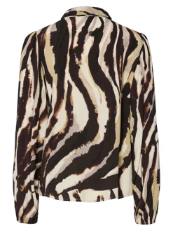 Y.A.S naisten paitapusero K Yasasina LS Shirt S. Noos, Sandshell Zebra print