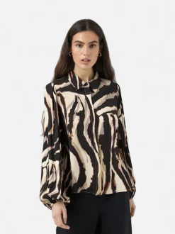 Y.A.S naisten paitapusero K Yasasina LS Shirt S. Noos, Sandshell Zebra print