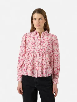 Y.A.S naisten paitapusero YASPALA LS Shirt, pinkki kuosi