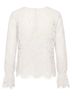 Y.A.S naisten paita, YASPERLA LS LACE TOP S Luonnonvalkoinen