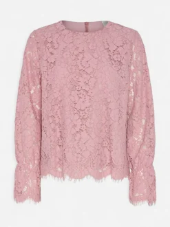 Y.A.S naisten paita, YASPERLA LS LACE TOP S Vaaleanpunainen