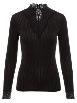 Y.A.S Naisten Pusero YASBLACE HIGHNECK TOP NOOS Musta