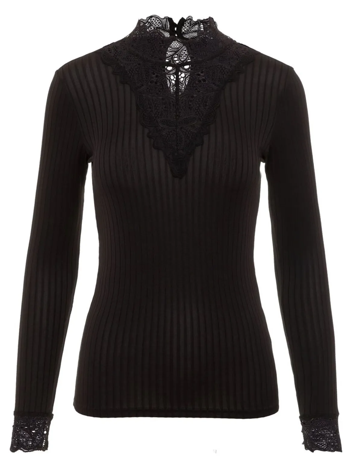 Y.A.S Naisten Pusero YASBLACE HIGHNECK TOP NOOS Musta