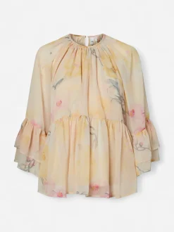 Y.A.S naisten pusero Yasblomina 3/4 Top, Afterglow Blomina Aop