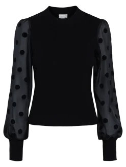 Y.A.S naisten pusero, YASDOTME LS KNIT PULLOVER Black