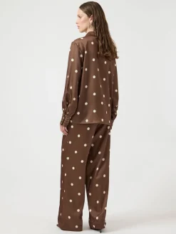 Y.A.S naisten Suorat housut Yaspella Hw Trousers, Pinecone Ecru Dots