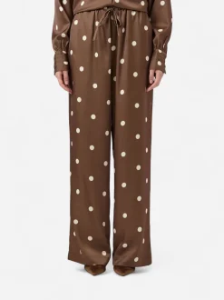 Y.A.S naisten Suorat housut Yaspella Hw Trousers, Pinecone Ecru Dots