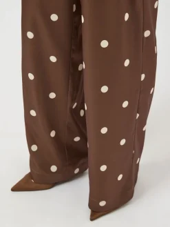 Y.A.S naisten Suorat housut Yaspella Hw Trousers, Pinecone Ecru Dots