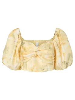 Y.A.S naisten topit Yaslemon Ss Short Top, Pale Banana Lemon print